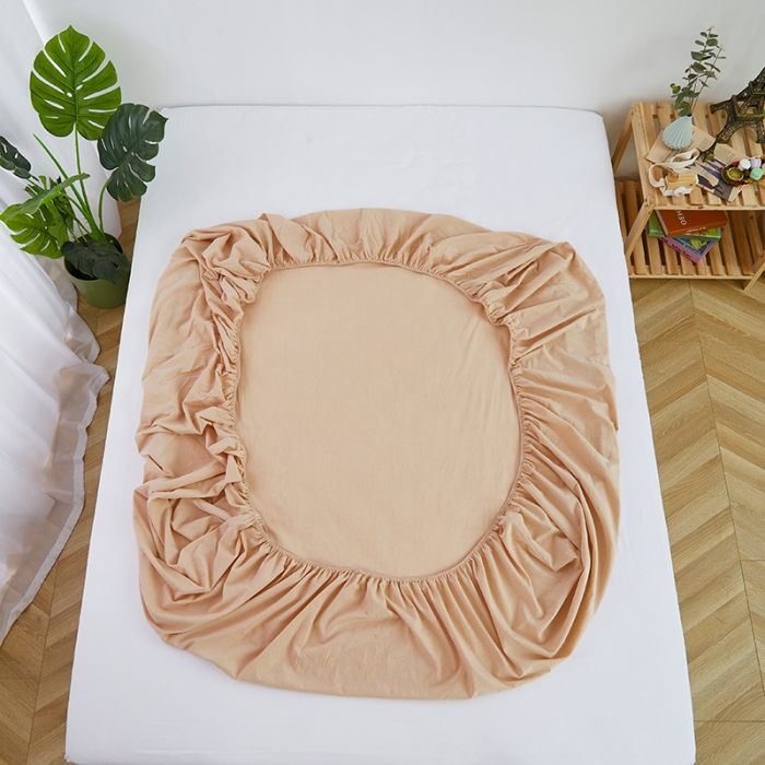 91家纺网 家纺一手货源 找家纺 久典家居 2020新款水洗棉单品床笠 米驼