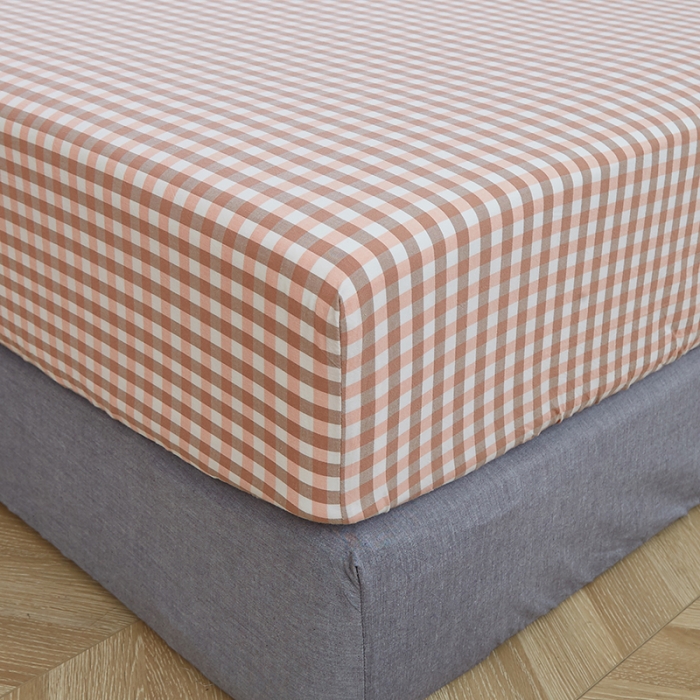 91家纺网 家纺一手货源 找家纺 久典家居 2020新款水洗棉单品床笠 蜜粉小格