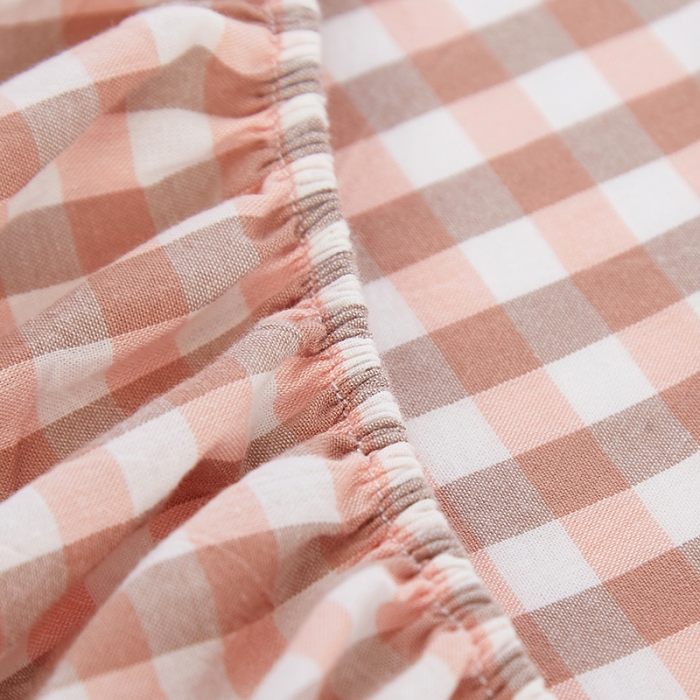 91家纺网 家纺一手货源 找家纺 久典家居 2020新款水洗棉单品床笠 蜜粉小格