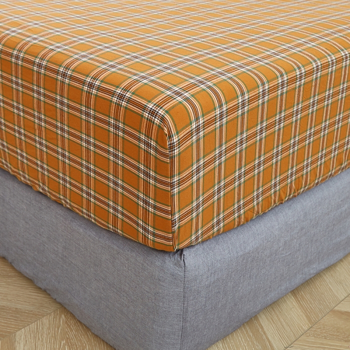 91家纺网 家纺一手货源 找家纺 久典家居 2020新款水洗棉单品床笠 南瓜格