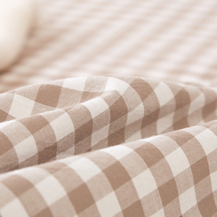 91家纺网 家纺一手货源 找家纺 久典家居 2020新款水洗棉单品床笠 浅咖小格