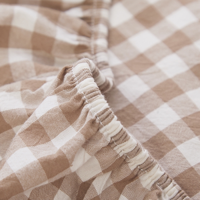 91家纺网 家纺一手货源 找家纺 久典家居 2020新款水洗棉单品床笠 浅咖小格