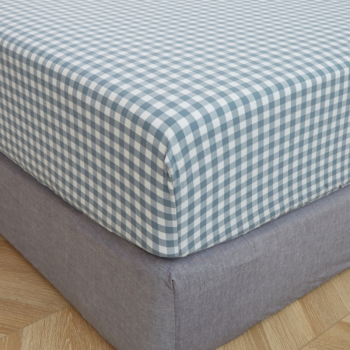 91家纺网 家纺一手货源 找家纺 久典家居 2020新款水洗棉单品床笠 浅兰小格