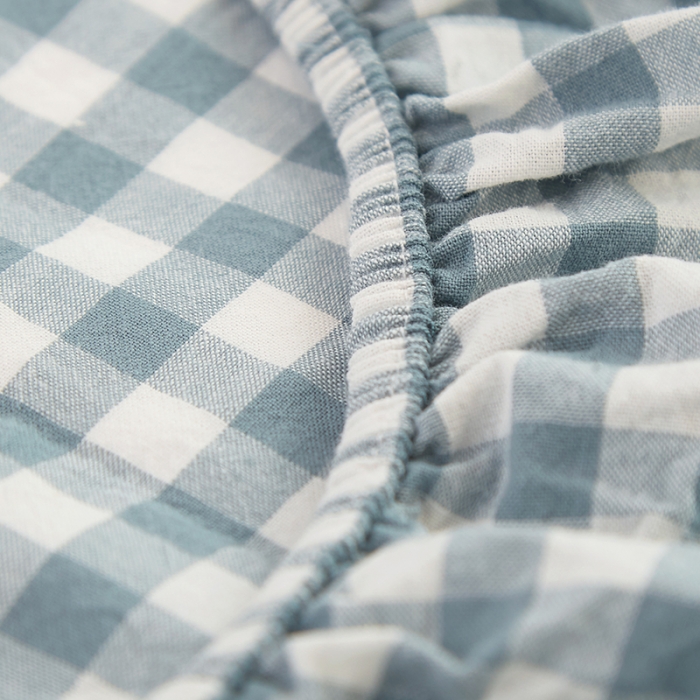 91家纺网 家纺一手货源 找家纺 久典家居 2020新款水洗棉单品床笠 浅兰小格