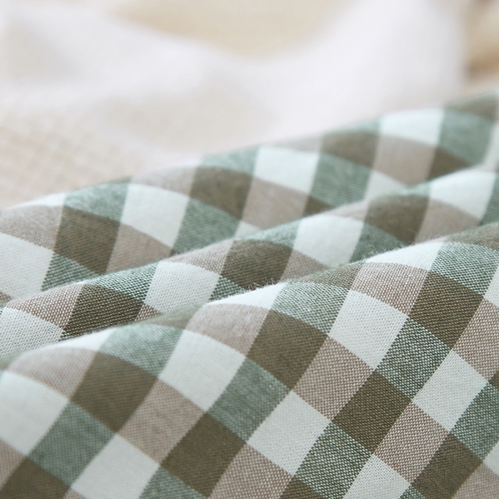 91家纺网 家纺一手货源 找家纺 久典家居 2020新款水洗棉单品床笠 浅绿小格