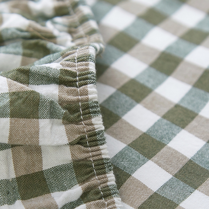 91家纺网 家纺一手货源 找家纺 久典家居 2020新款水洗棉单品床笠 浅绿小格