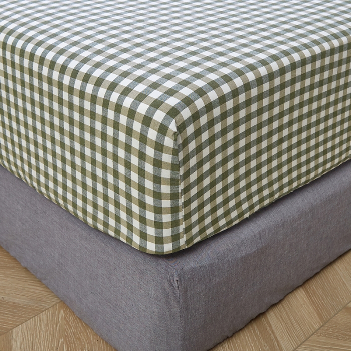 91家纺网 家纺一手货源 找家纺 久典家居 2020新款水洗棉单品床笠 浅绿小格