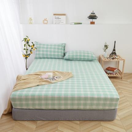 久典家居 2020新款水洗棉单品床笠 青柠格