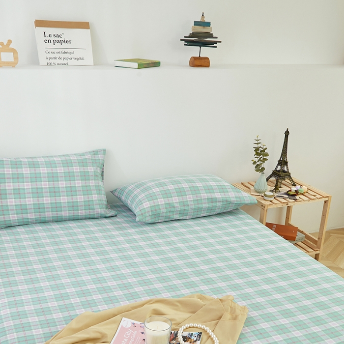 91家纺网 家纺一手货源 找家纺 久典家居 2020新款水洗棉单品床笠 青柠格