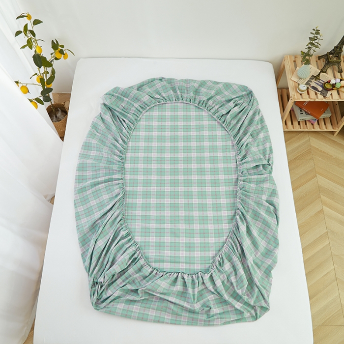 91家纺网 家纺一手货源 找家纺 久典家居 2020新款水洗棉单品床笠 青柠格