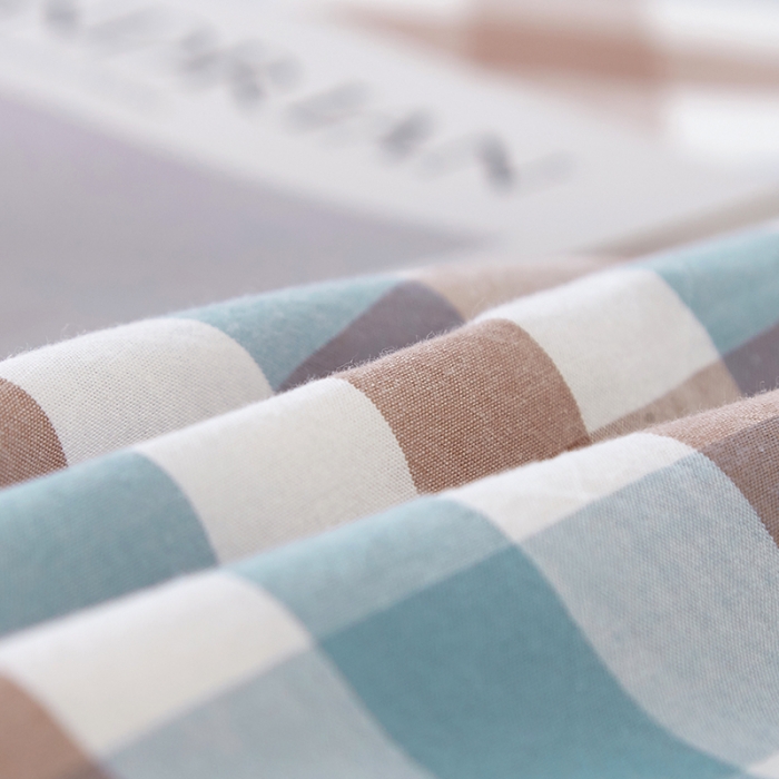 91家纺网 家纺一手货源 找家纺 久典家居 2020新款水洗棉单品床笠 中格蓝