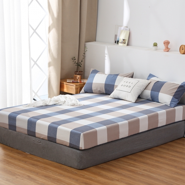 91家纺网 家纺一手货源 找家纺 久典家居 2020新款水洗棉单品床笠 兰大格