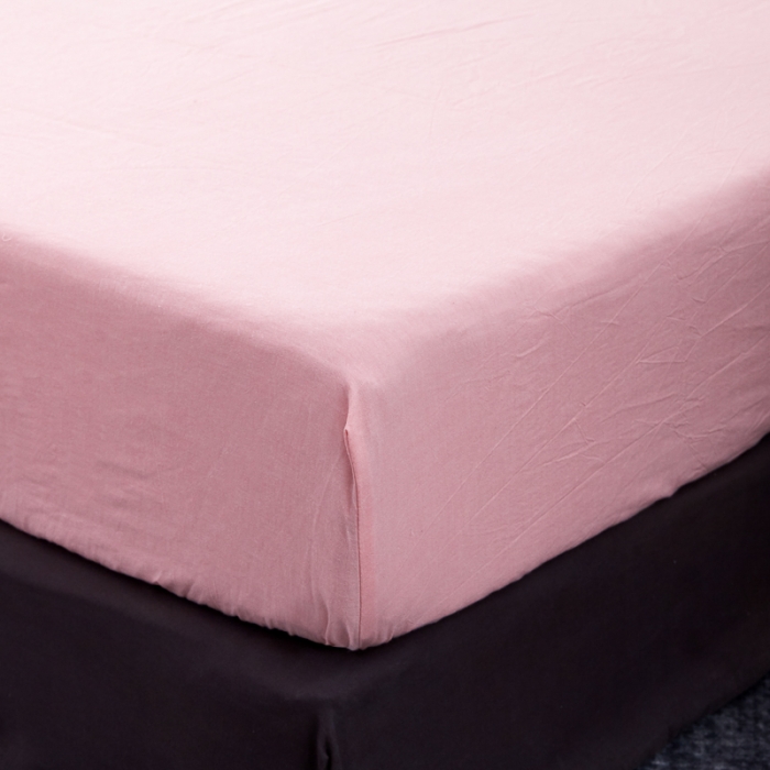 91家纺网 家纺一手货源 找家纺 久典家居 2020新款水洗棉单品床笠 初恋粉