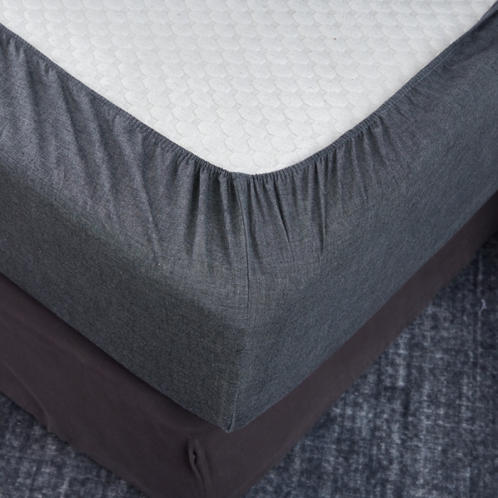 91家纺网 家纺一手货源 找家纺 久典家居 2020新款水洗棉单品床笠 黑灰