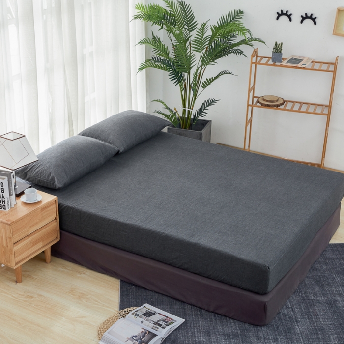 91家纺网 家纺一手货源 找家纺 久典家居 2020新款水洗棉单品床笠 黑灰