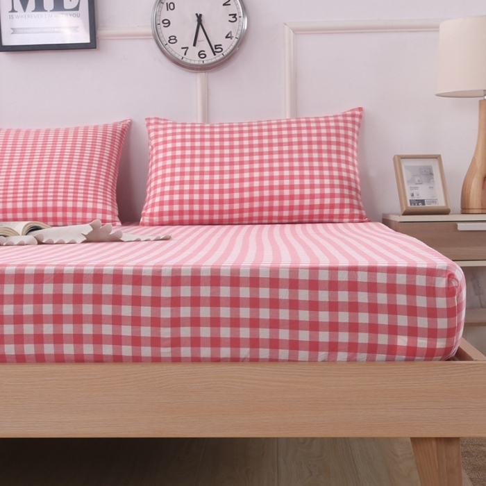 91家纺网 家纺一手货源 找家纺 久典家居 2020新款水洗棉单品床笠 渐变粉格