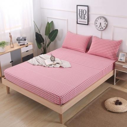 久典家居 2020新款水洗棉单品床笠 渐变粉格