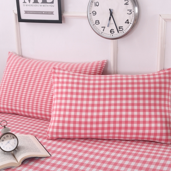 91家纺网 家纺一手货源 找家纺 久典家居 2020新款水洗棉单品床笠 渐变粉格