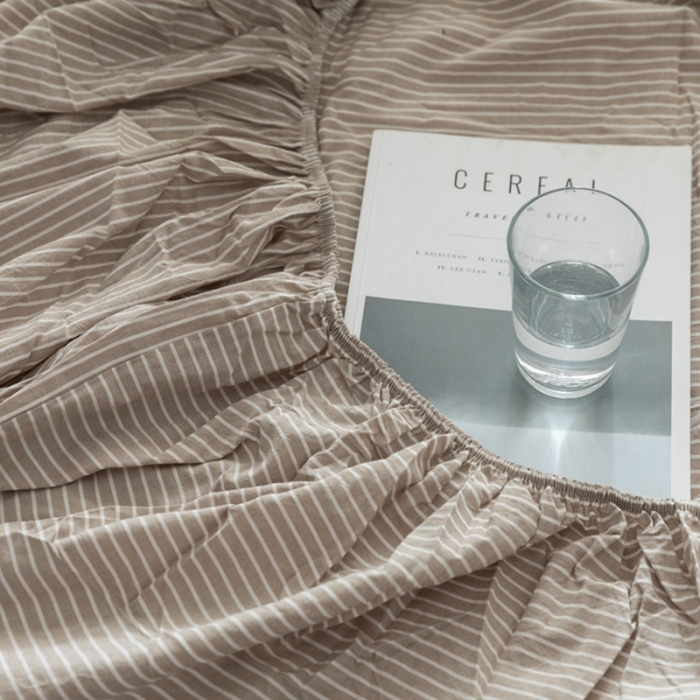 91家纺网 家纺一手货源 找家纺 久典家居 2020新款水洗棉单品床笠 米细条