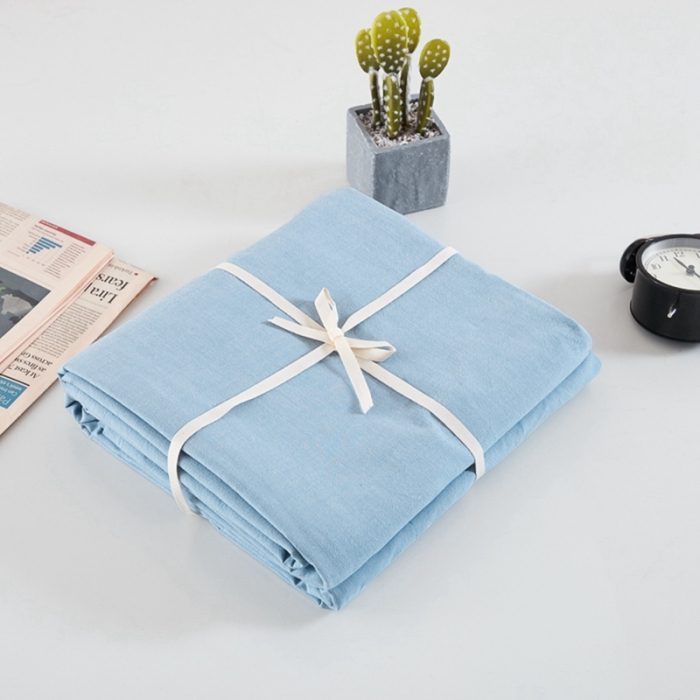 91家纺网 家纺一手货源 找家纺 久典家居 2020新款水洗棉单品床笠 浅水蓝