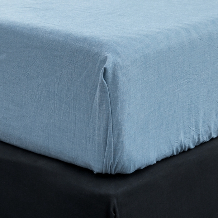 91家纺网 家纺一手货源 找家纺 久典家居 2020新款水洗棉单品床笠 浅水蓝
