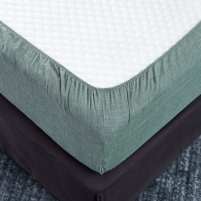 91家纺网 家纺一手货源 找家纺 久典家居 2020新款水洗棉单品床笠 清新绿