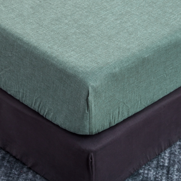 91家纺网 家纺一手货源 找家纺 久典家居 2020新款水洗棉单品床笠 清新绿