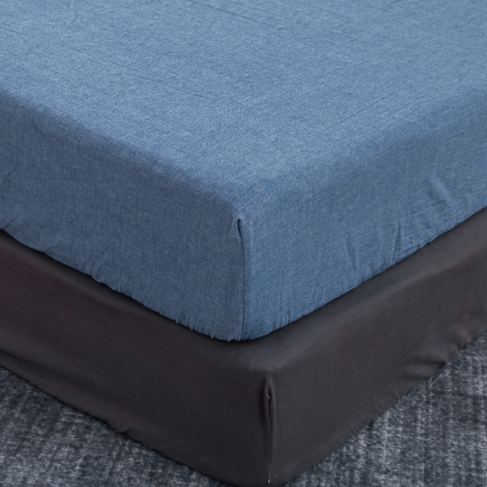 91家纺网 家纺一手货源 找家纺 久典家居 2020新款水洗棉单品床笠 运动蓝