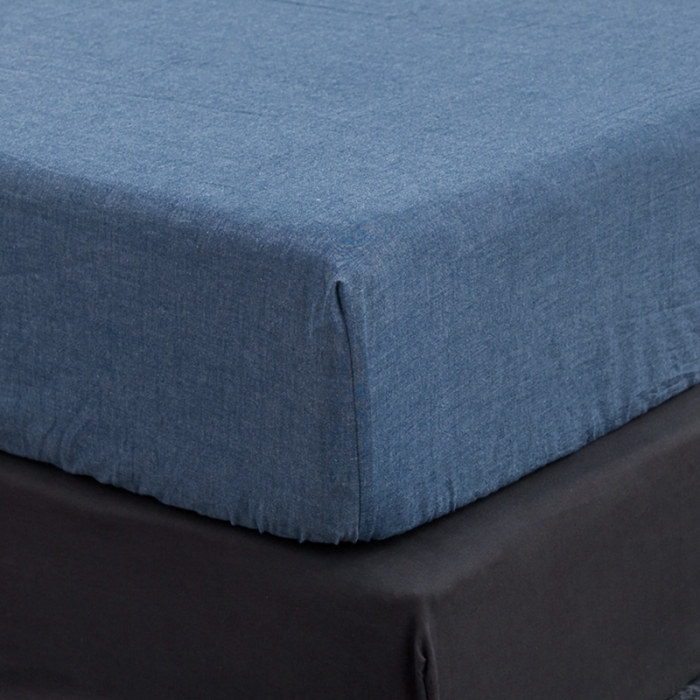 91家纺网 家纺一手货源 找家纺 久典家居 2020新款水洗棉单品床笠 运动蓝