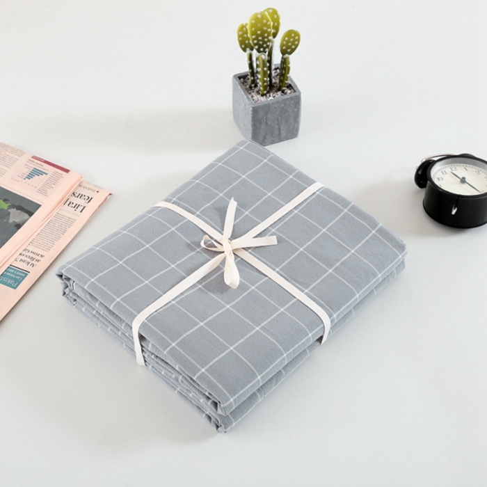 91家纺网 家纺一手货源 找家纺 久典家居 2020新款水洗棉单品床笠 中灰格