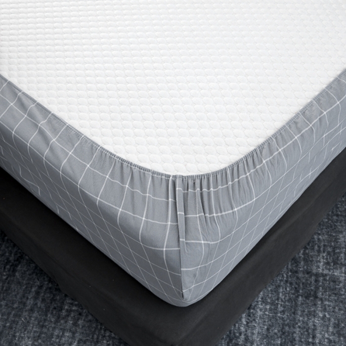 91家纺网 家纺一手货源 找家纺 久典家居 2020新款水洗棉单品床笠 中灰格