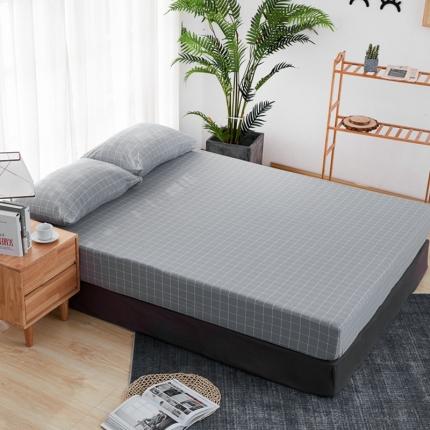 久典家居 2020新款水洗棉单品床笠 中灰格