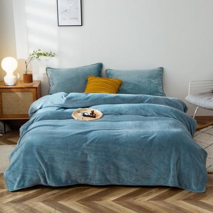 2025新款纯色加厚法莱绒毛毯珊瑚绒毯子多规格盖毯1.5KG灰蓝