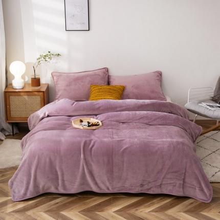 2025新款纯色加厚法莱绒毛毯珊瑚绒毯子多规格盖毯1.5KG豆沙