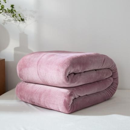 2025新款纯色金貂绒毯法兰绒毯子加厚法莱绒1.5KG公斤豆沙