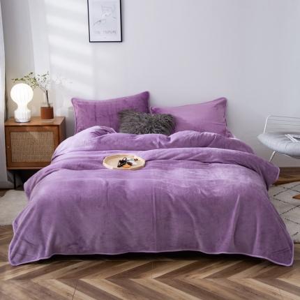 2025新款纯色金貂绒毯法兰绒毯子加厚法莱绒1.5KG公斤 紫色