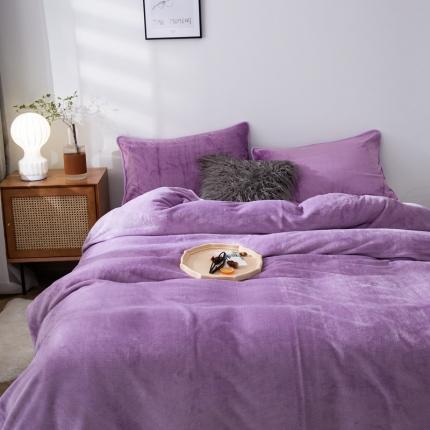 来菲毛毯 320克金貂绒纯色毛毯1.5公斤加厚盖毯毯子紫色