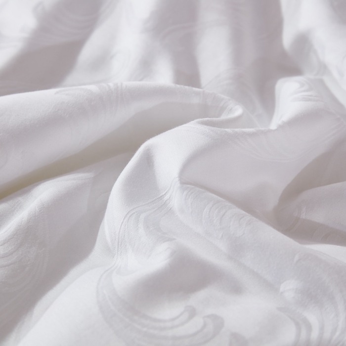 91家纺网 家纺一手货源 找家纺 啊雅家居 2025新款60S全棉贡缎提花大豆羽丝绒被 洁白色