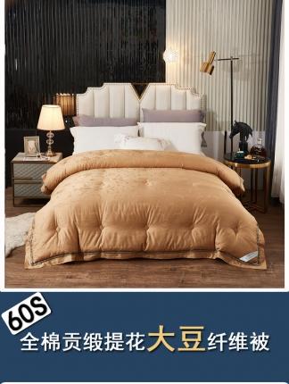 91家纺网 家纺一手货源 找家纺 啊雅家居 2025新款60S全棉贡缎提花大豆羽丝绒被 浅咖色