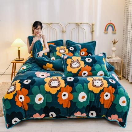 91家纺网 家纺一手货源 找家纺 澳洲羽 2024新款超柔牛奶绒四件套 温馨花园