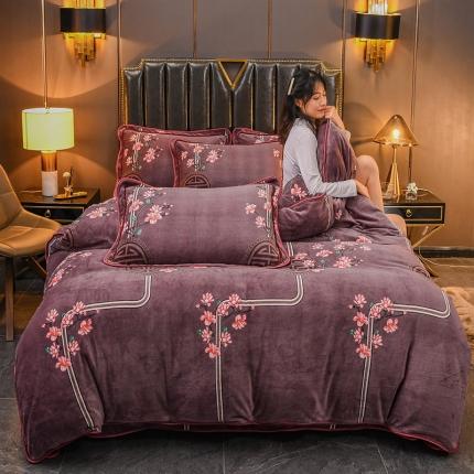 澳洲羽 2024新款超柔牛奶绒四件套 花开富贵