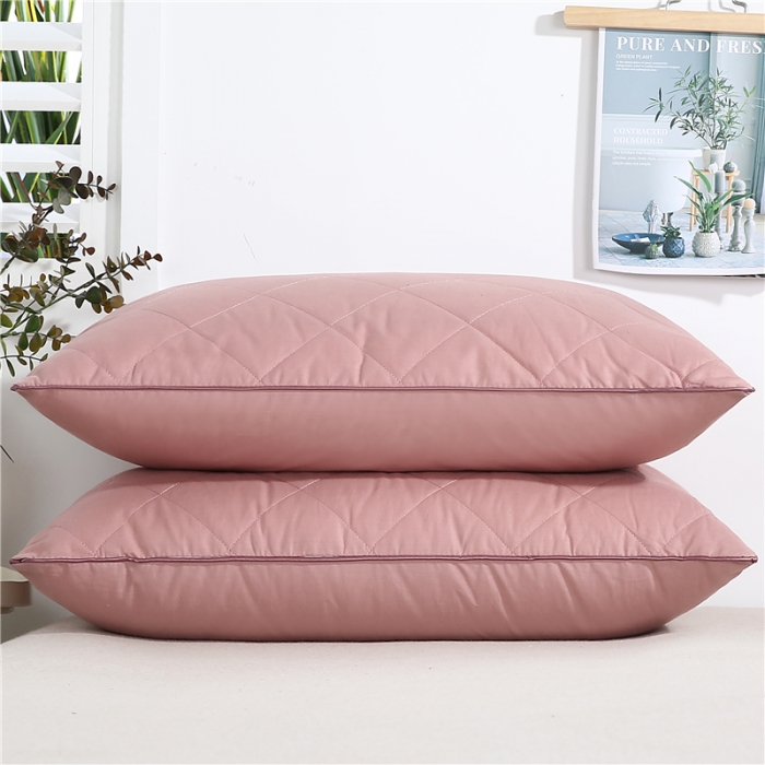 91家纺网 家纺一手货源 找家纺 天意美 2020新款全棉双线绗缝立体枕 单边粉