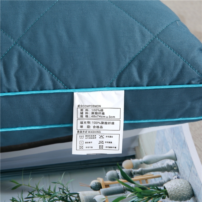 91家纺网 家纺一手货源 找家纺 天意美 2020新款全棉双线绗缝立体枕 立体蓝