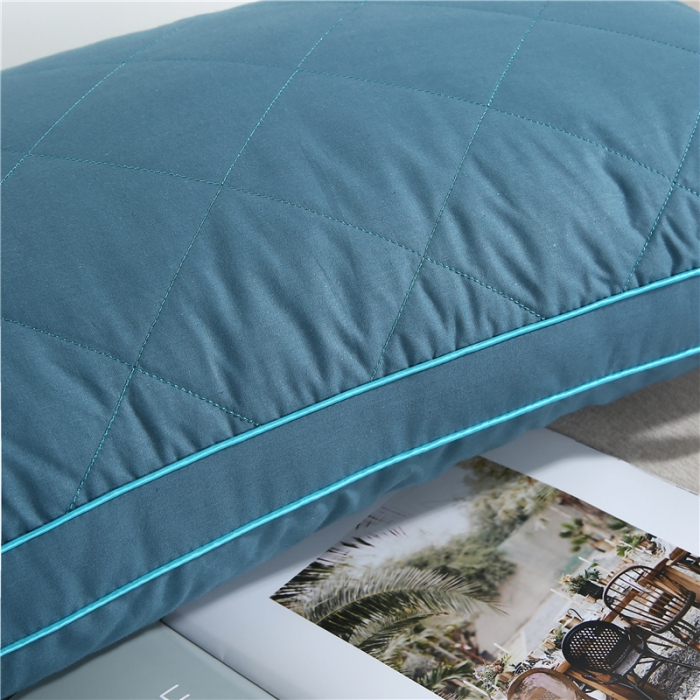 91家纺网 家纺一手货源 找家纺 天意美 2020新款全棉双线绗缝立体枕 立体蓝
