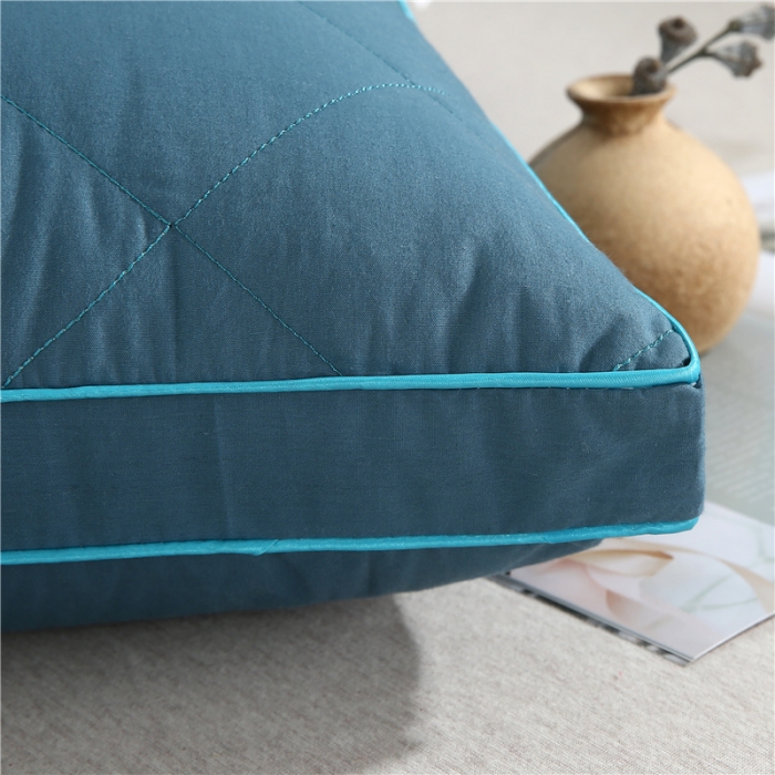 91家纺网 家纺一手货源 找家纺 天意美 2020新款全棉双线绗缝立体枕 立体蓝