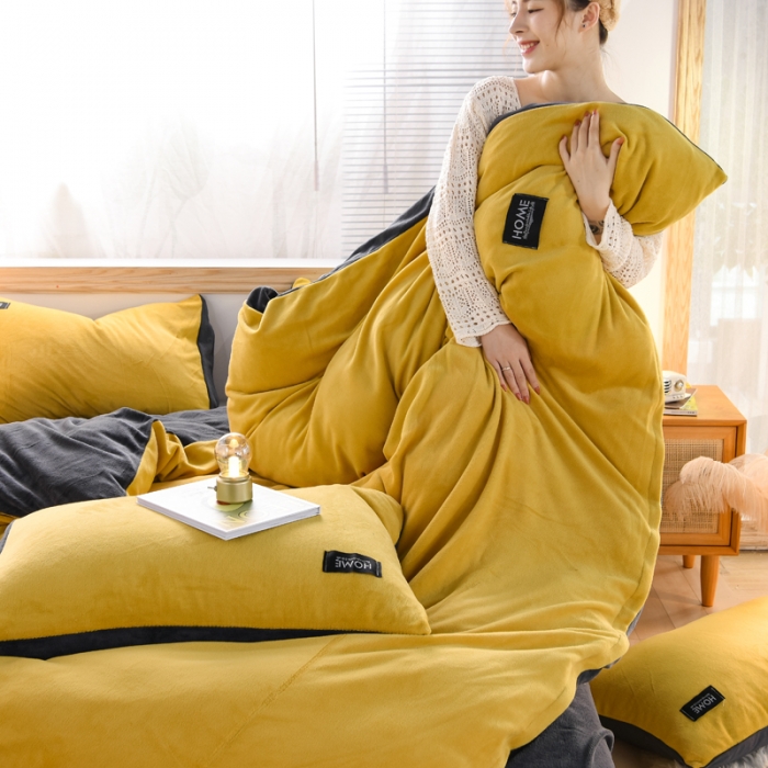 91家纺网 家纺一手货源 找家纺 （总）唐人居 2025新款牛奶绒双拼贴布绣四件套