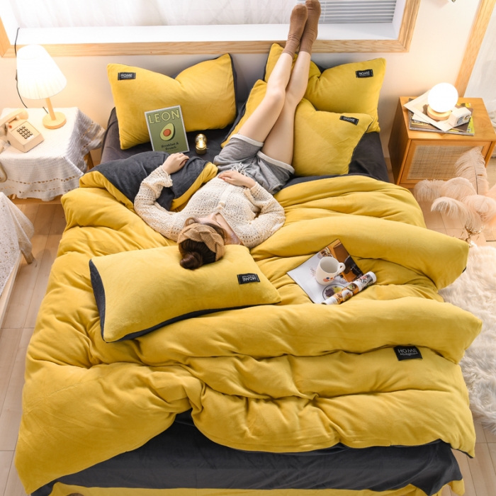 91家纺网 家纺一手货源 找家纺 （总）唐人居 2025新款牛奶绒双拼贴布绣四件套