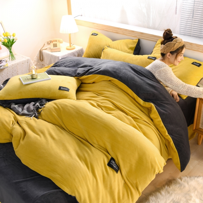 91家纺网 家纺一手货源 找家纺 （总）唐人居 2025新款牛奶绒双拼贴布绣四件套