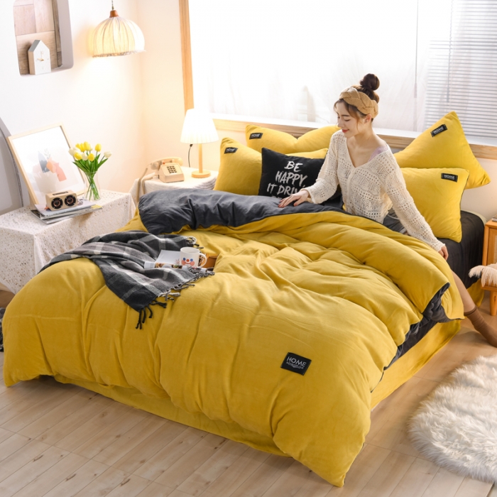 91家纺网 家纺一手货源 找家纺 （总）唐人居 2025新款牛奶绒双拼贴布绣四件套