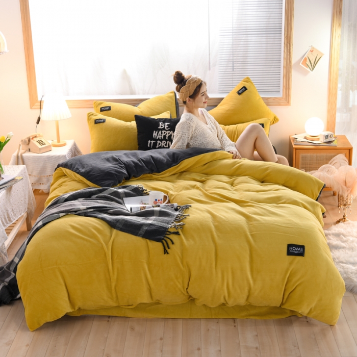 91家纺网 家纺一手货源 找家纺 （总）唐人居 2025新款牛奶绒双拼贴布绣四件套